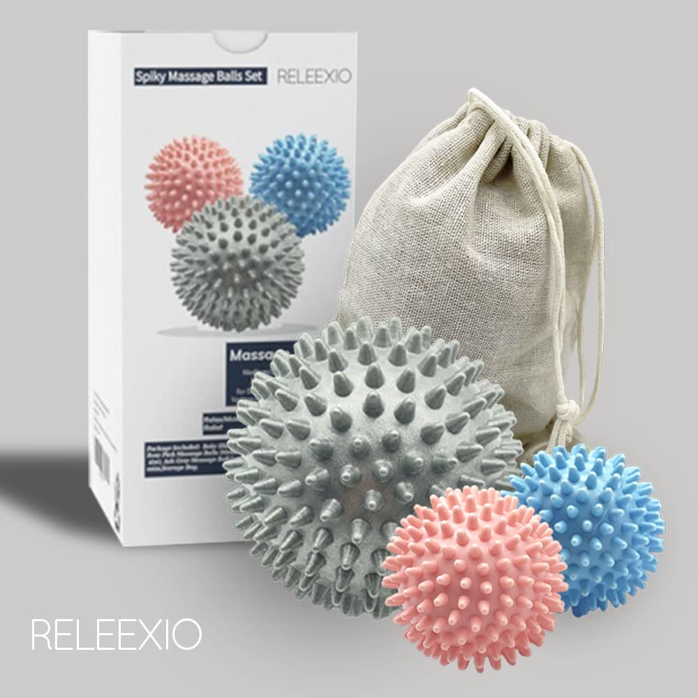 Spiky Massage Balls Deep Tissle Trigger Point Massage Balls Set for Plantar Fasciitis Myofascial Release for Neck Shoulder Back Thigh and Feet