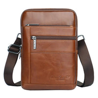 Hebetag Small Leather Sling Shoulder Bag Messenger Pack for Men Women Outdoor Travel Business