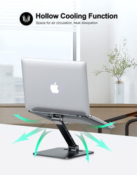 RIWUCT Foldable Laptop Stand, Height Adjustable Ergonomic Computer Stand for Desk, Ventilated Aluminum Portable Laptop Riser Holder Mount Compatible with MacBook Pro Air, All Notebooks 10-16" - Gray
