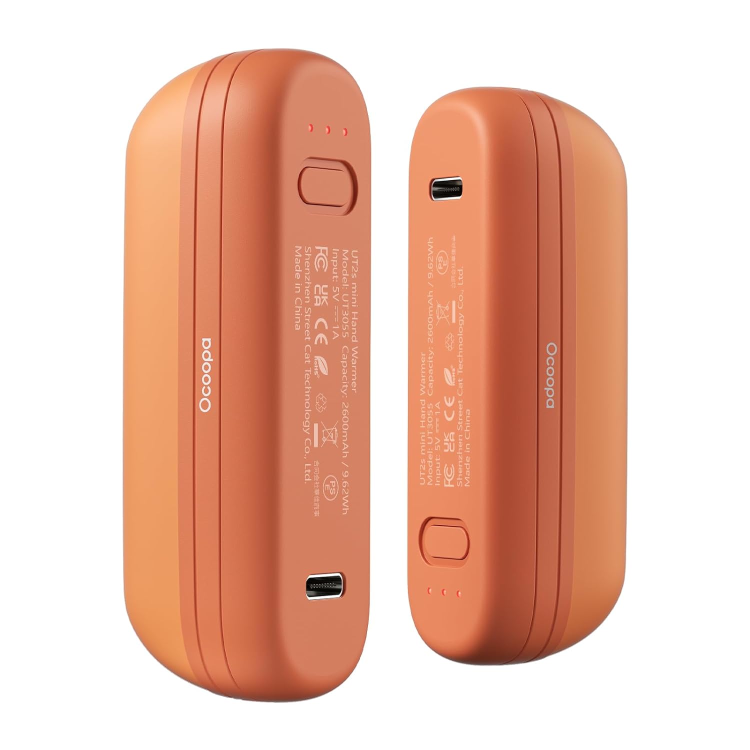 OCOOPA Hand Warmers Rechargeable 2 Pack, Magnetic Electric Lightweight Heater 5200mAh, Pocket Size, UL Certified, USB-C, 3 Levels Heating Up to 131℉, Ideal Gifts for Camping, Raynauds, Golf, UT2S Mini