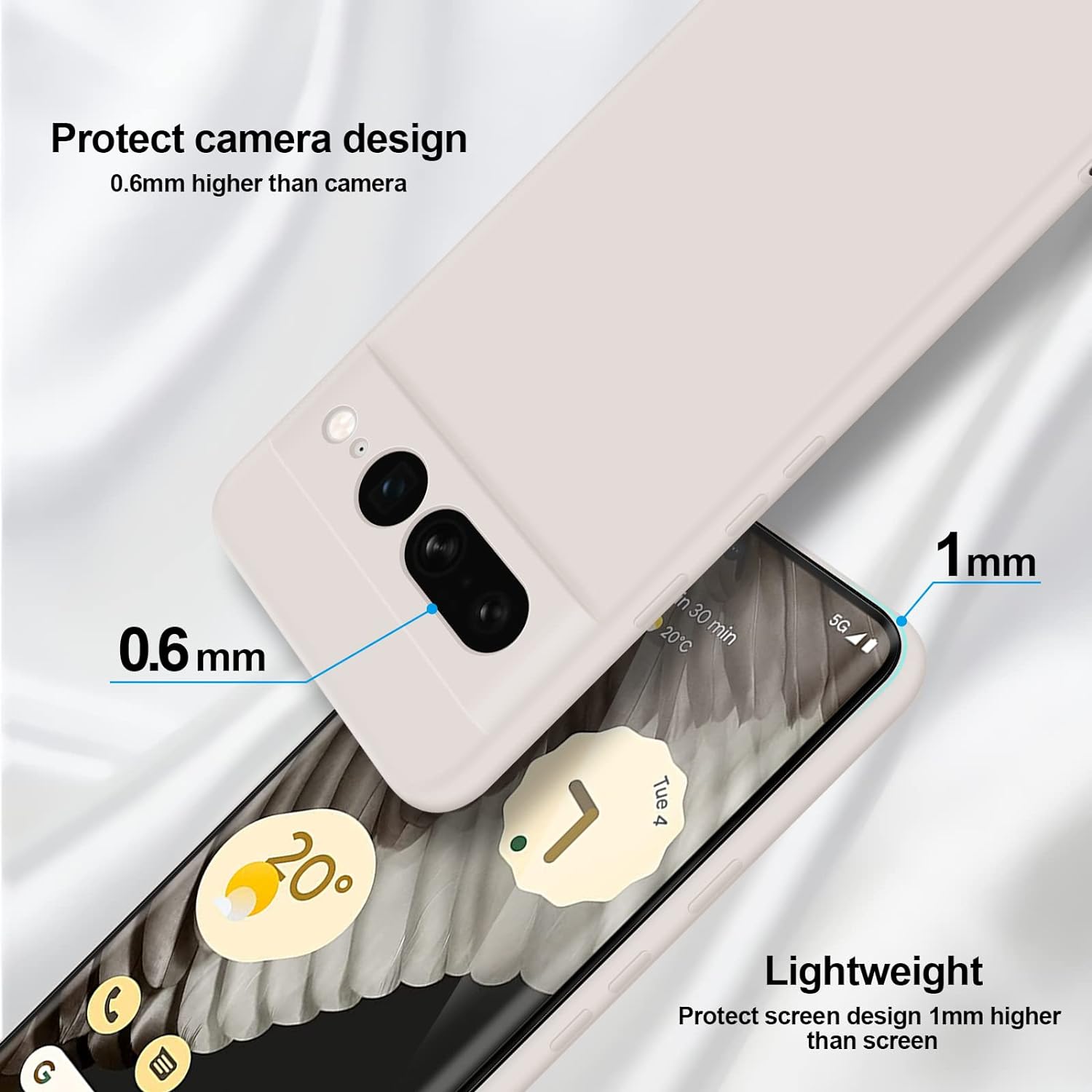 GiiYoon Case Compatible with Google Pixel 7 Pro, Silky-Soft Touch Full-Body Protective Phone Silicone Case, Shockproof Cover with Microfiber Lining, White