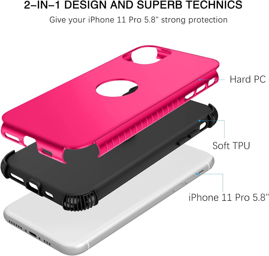 BENTOBEN iPhone 11 Pro Case, Phone Case iPhone 11 Pro, Heavy Duty 2 in 1 Full Body Rugged Shockproof Protection Hybrid Hard PC Bumper Drop Protective Girls Women Boys Men iPhone 11Pro Cover, Deep Red