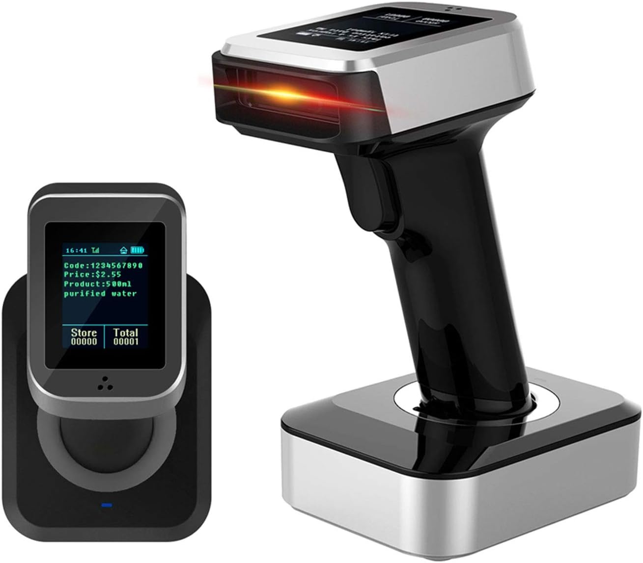 Symcode 2D QR Bluetooth Barcode Scanner with Screen Display – Front View