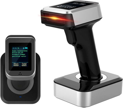Symcode 2D QR Bluetooth Barcode Scanner with Screen Display – Front View