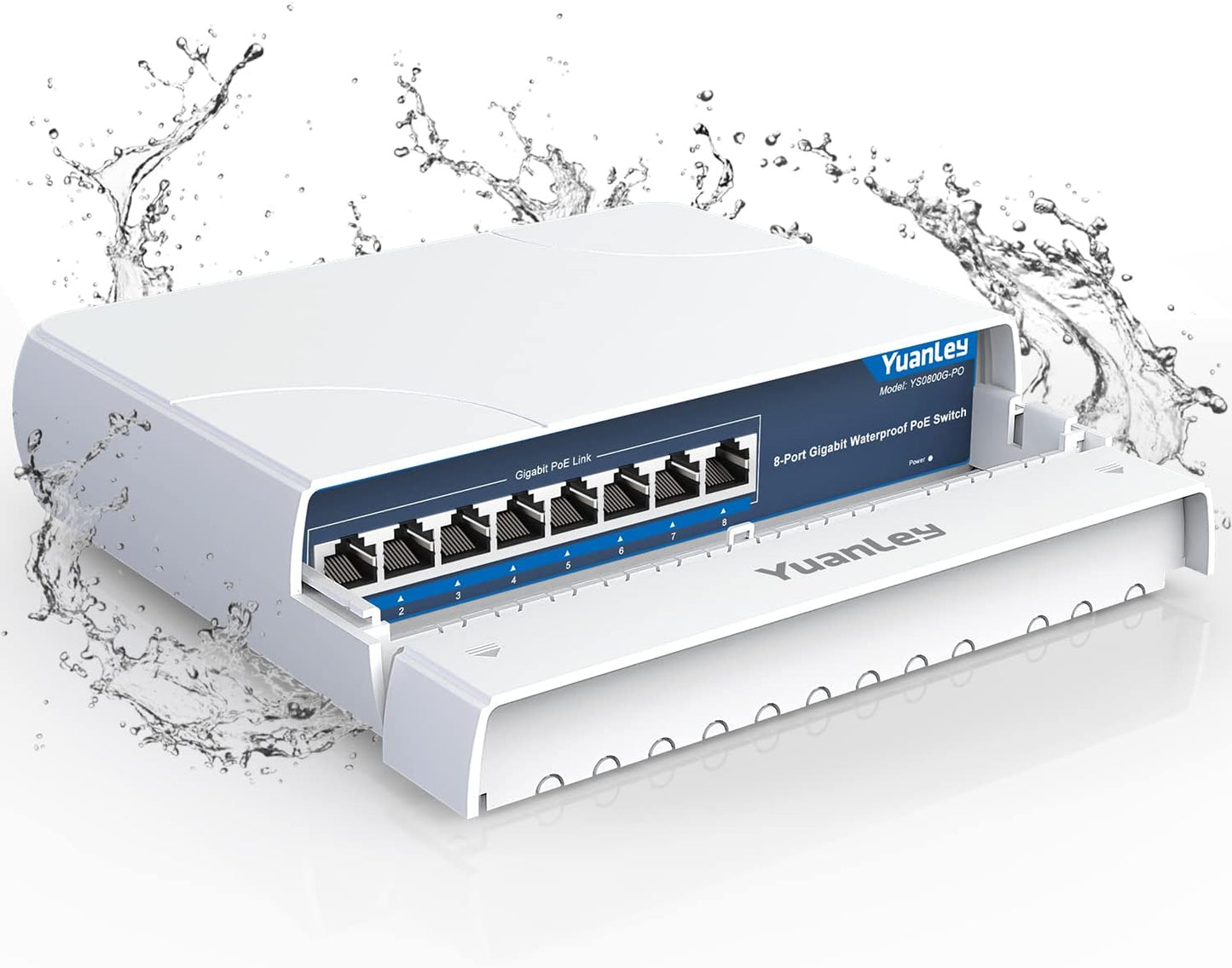 YuanLey 8-Port PoE Switch Gigabit- Waterproof Outdoor – Front View