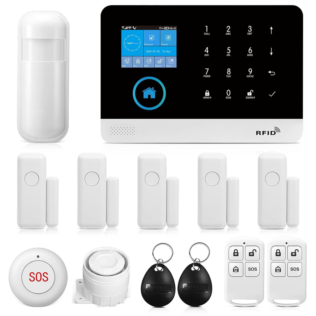 Wireless WiFi Smart Home Security DIY Alarm System DIY Home Wi-Fi Alarm Kit with Motion Detector,Notifications with app,Door/Window Sensor, Siren,Compatible with Alexa,NO Monthly Fees (LW-103)