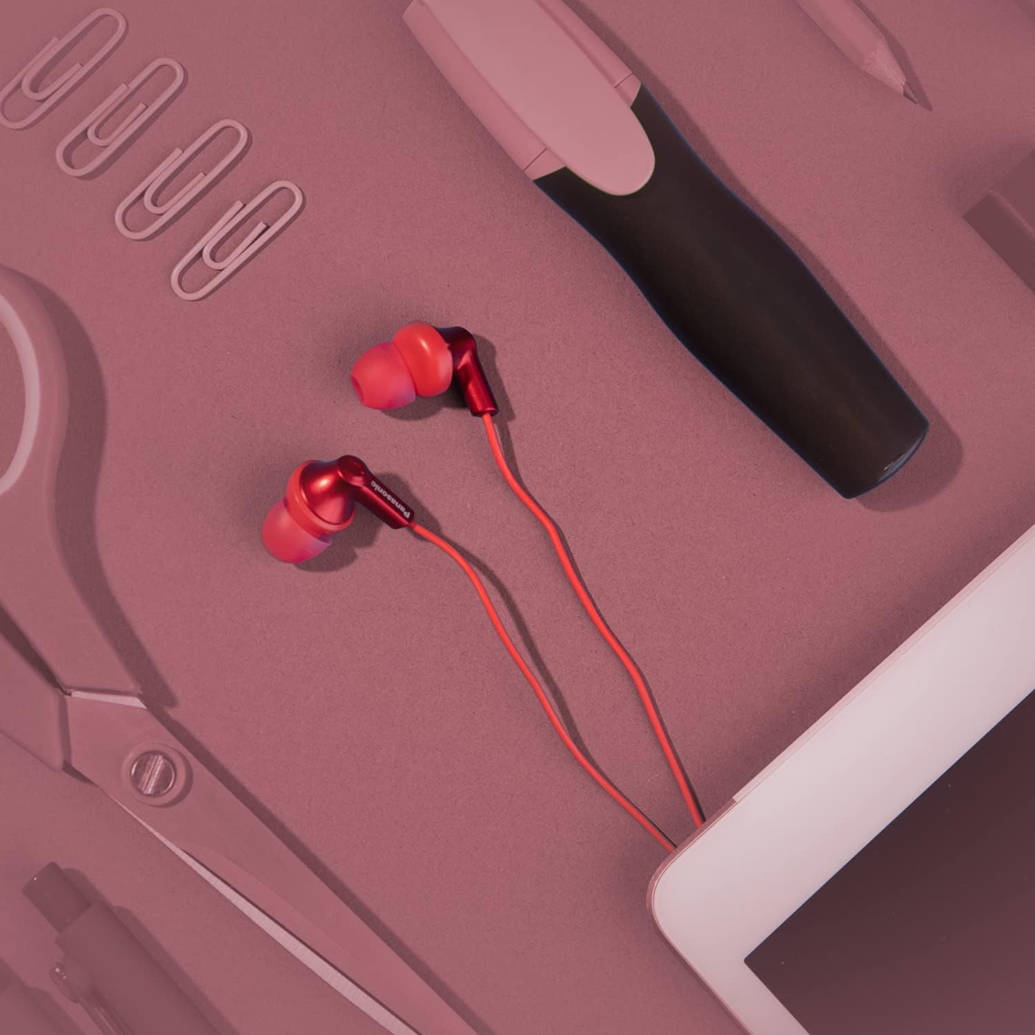 Panasonic Ergofit in-Ear Earbud Headphones Metallic Red (RP-HJE120-RA)