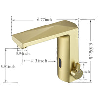 Automatic Sensor Touchless Bathroom Sink Faucet with Hole Cover Plate, Chrome Vanity Faucets, Hands-Free Bathroom Water Tap with Control Box and Temperature Mixer, Easy Installation (Gold)