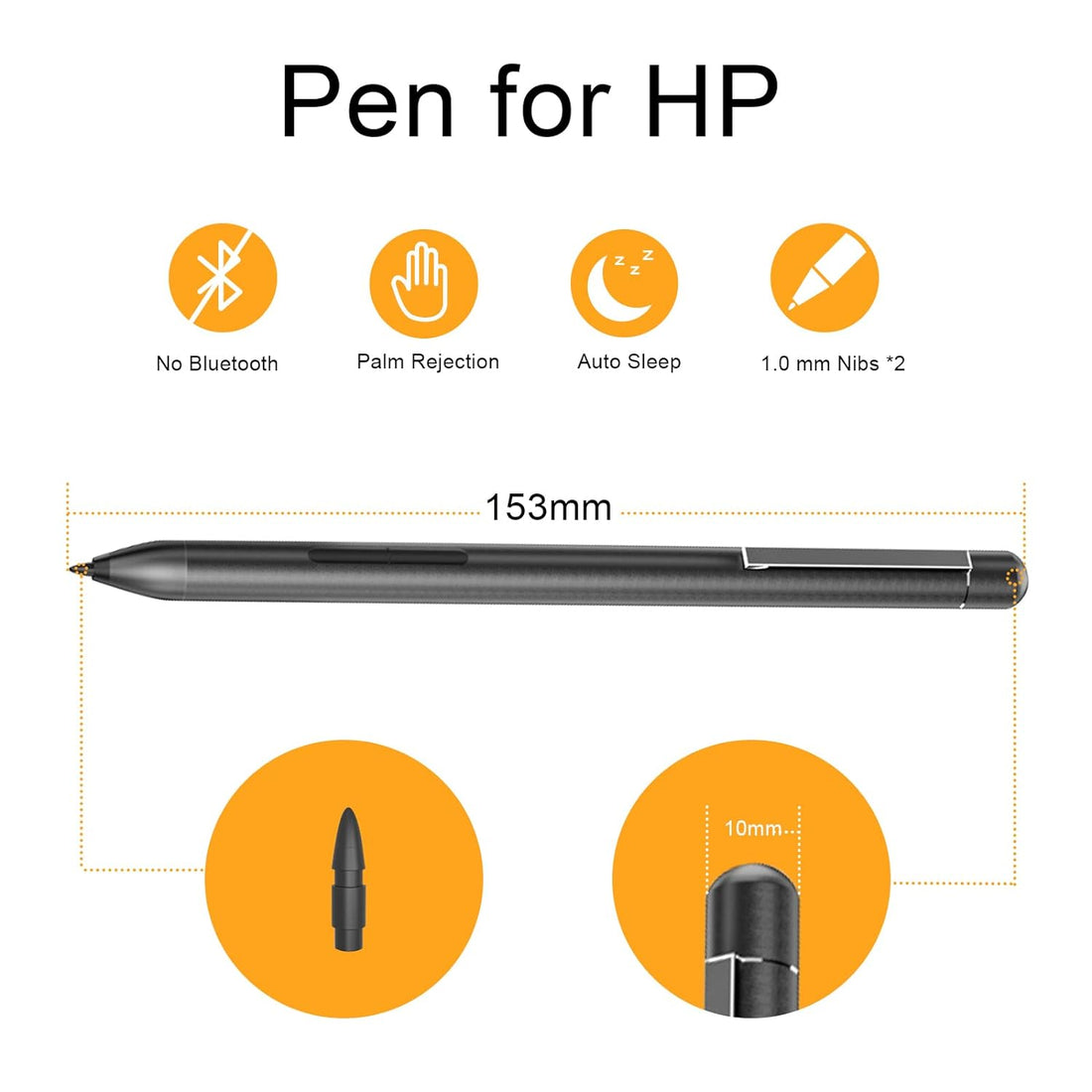 Active Stylus Pen for HP Pavilion x360 11m-ad0 14M-ba0 14-cd0 15-br0; HP Envy x360 15-bp0 15-bq0 15-cn0, 12-e0xx, 12g0xx; HP Spectre x360 13-ac0xx 15-blxxx（Check The Compatible List Before Buying﻿）