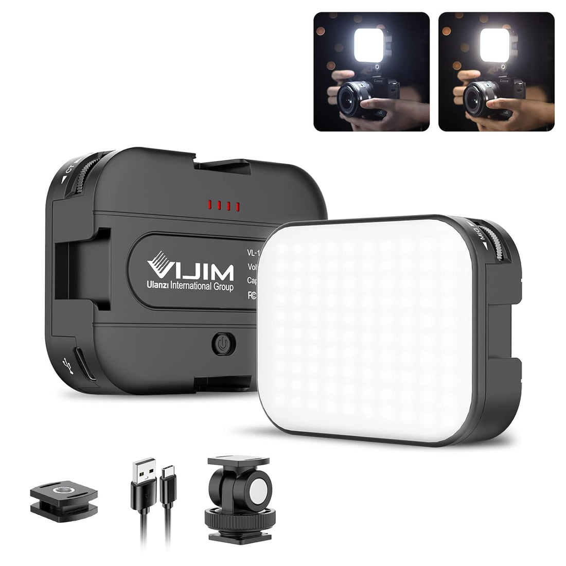 VIJIM VL100C Bi-Color LED Video Light on Camera with Adjustable Stand, Mini Rechargeable 2000mAh LED Camera Lights,CRI95+ Dimmable 2500-6500K Ultra Bright Photo and Video Lighting,LED Fill Lamp