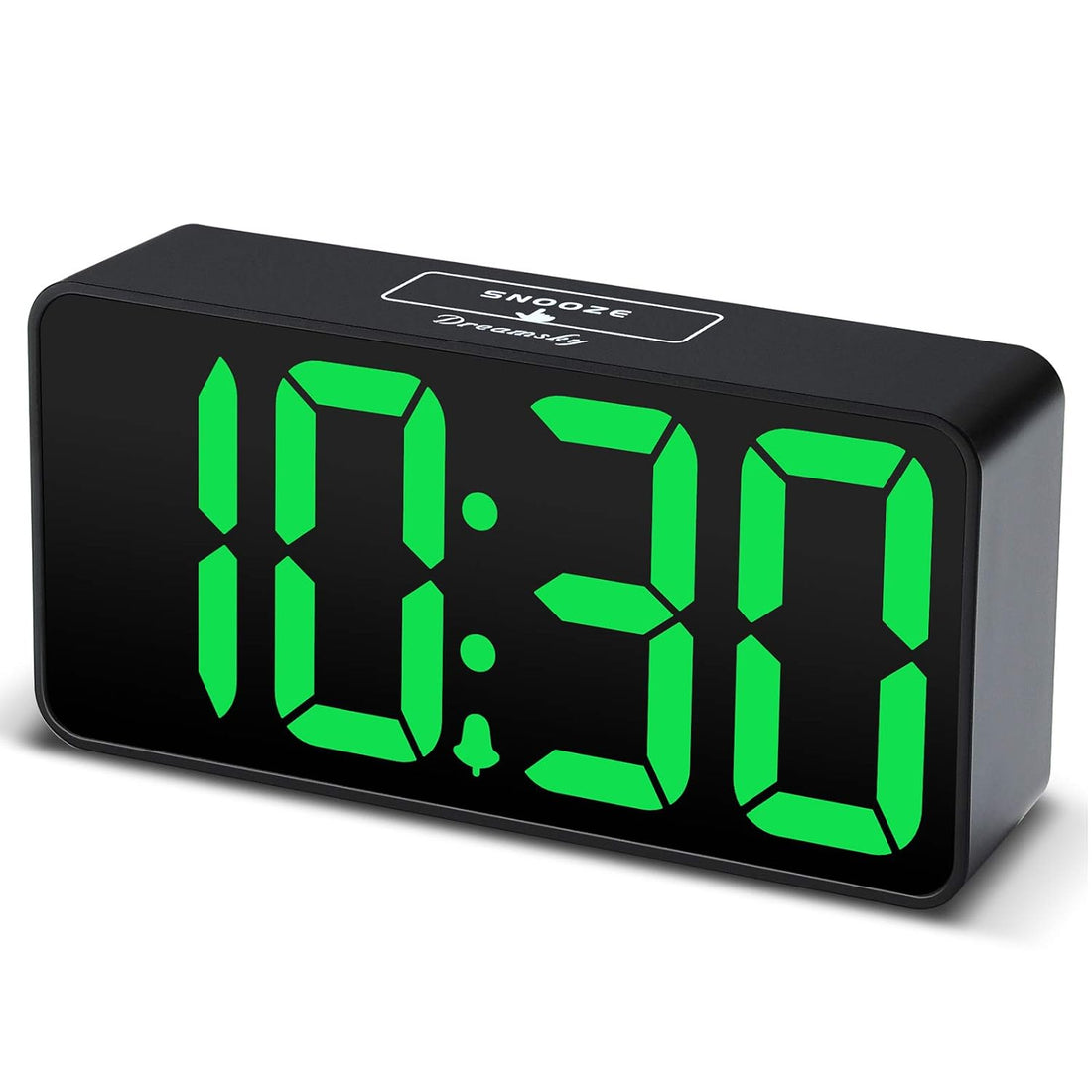 DreamSky Compact Digital Alarm Clock with USB Port for Charging, Adjustable Brightness Dimmer, Green Bold Digit Display, 12/24Hr, Snooze, Adjustable Alarm Volume, Small Desk Bedroom Bedside Clocks