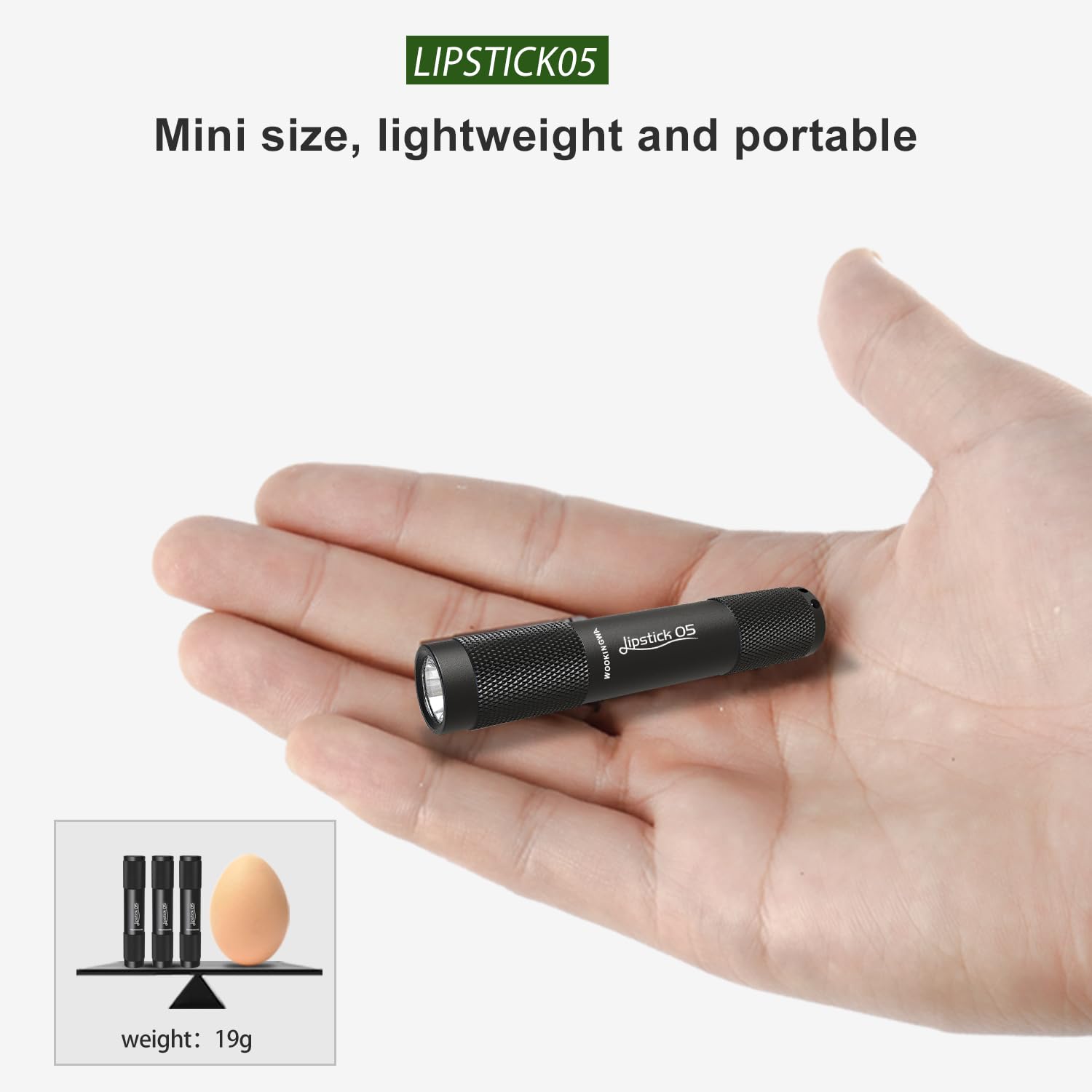 GOMZ Lipstick Style Mini Flashlight, Easy to Carry, Suitable for Women and Children, Free Lead, Stylish Appearance and Water Proof,Black