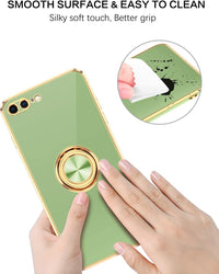 BENTOBEN iPhone 8 Plus Case, iPhone 7 Plus Case, Slim Fit Ring Holder Stand Magnetic Car Mount Supported Shockproof Protective Women Girls Men Boys Cover for iPhone 8 Plus/7 Plus 5.5", Matcha Green