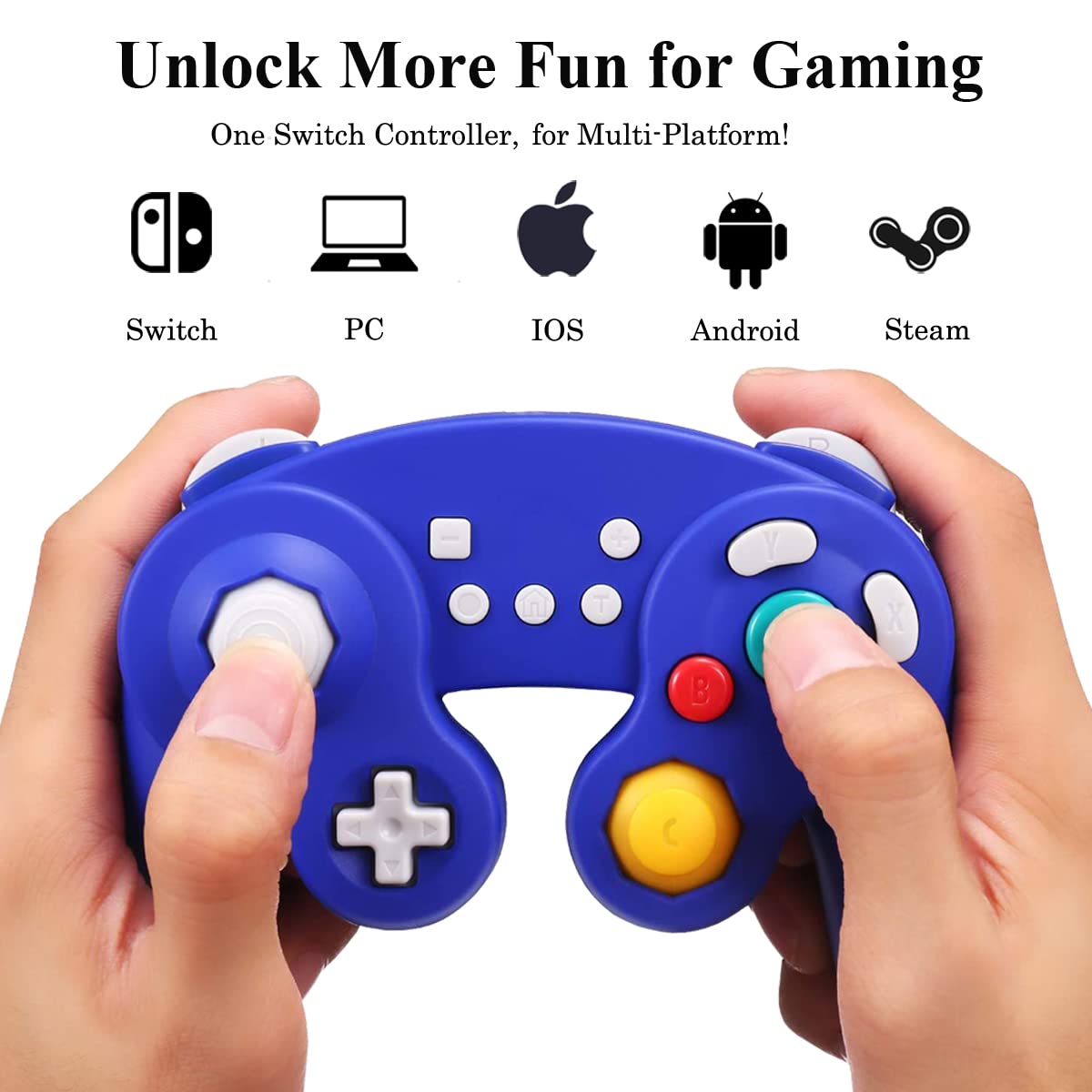 Exlene Wireless Gamecube Controller Switch, Compatible with Nintendo Switch and PC, Rechargeable, Motion Controls, Rumble, Turbo (Bluetooth Version)