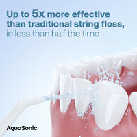 Aquasonic Aqua Flosser - Professional Rechargeable Water Flosser with 4 Tips - Oral Irrigator w/ 3 Modes - Portable & Cordless Flosser - Kids and Braces - Dentist Recommended (Rose Gold)