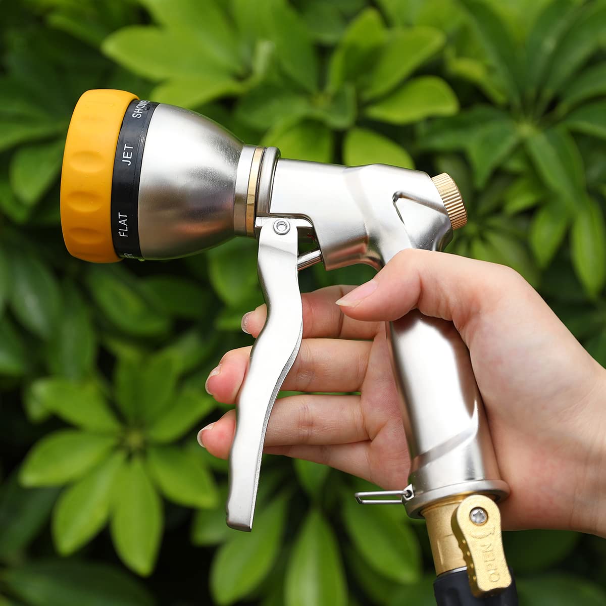 FANHAO Garden Hose Nozzle Sprayer, 100% Heavy Duty Metal Water Hose Sprayer with 7 Spray Patterns, High Pressure Spray Nozzle for Watering Plants & Lawns, Washing Cars & Pets