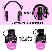 ZOHAN EM054 Electronic Shooting Ear Protection Noise Reduction Earmuff (Pink with EP01)