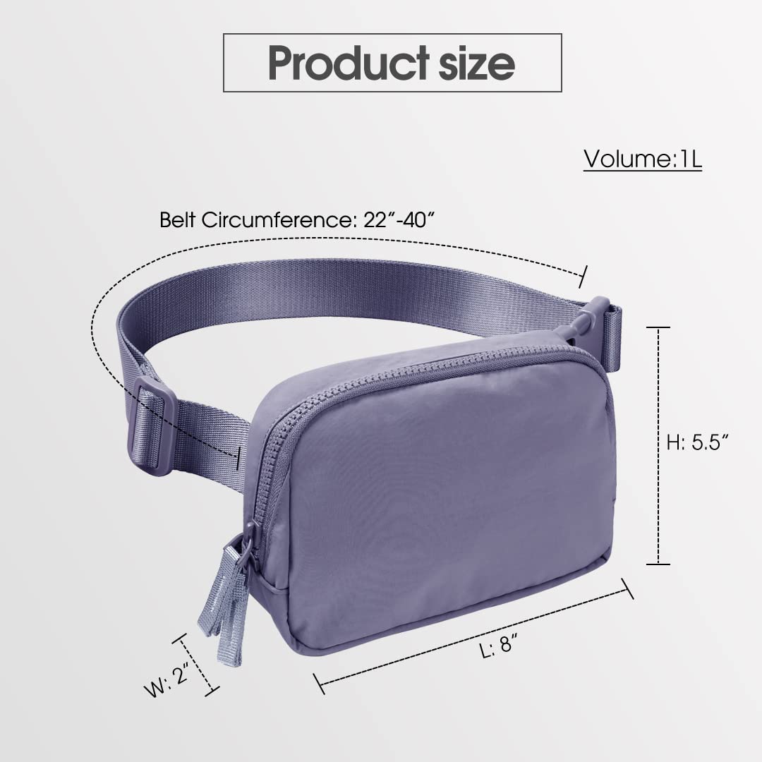 AslabCrew 2-Way Zipper Unisex Belt Bag with Adjustable Strap Fanny Packs Mini Waist Pouch for Outdoor Hiking Running Travel, Ultra Violet