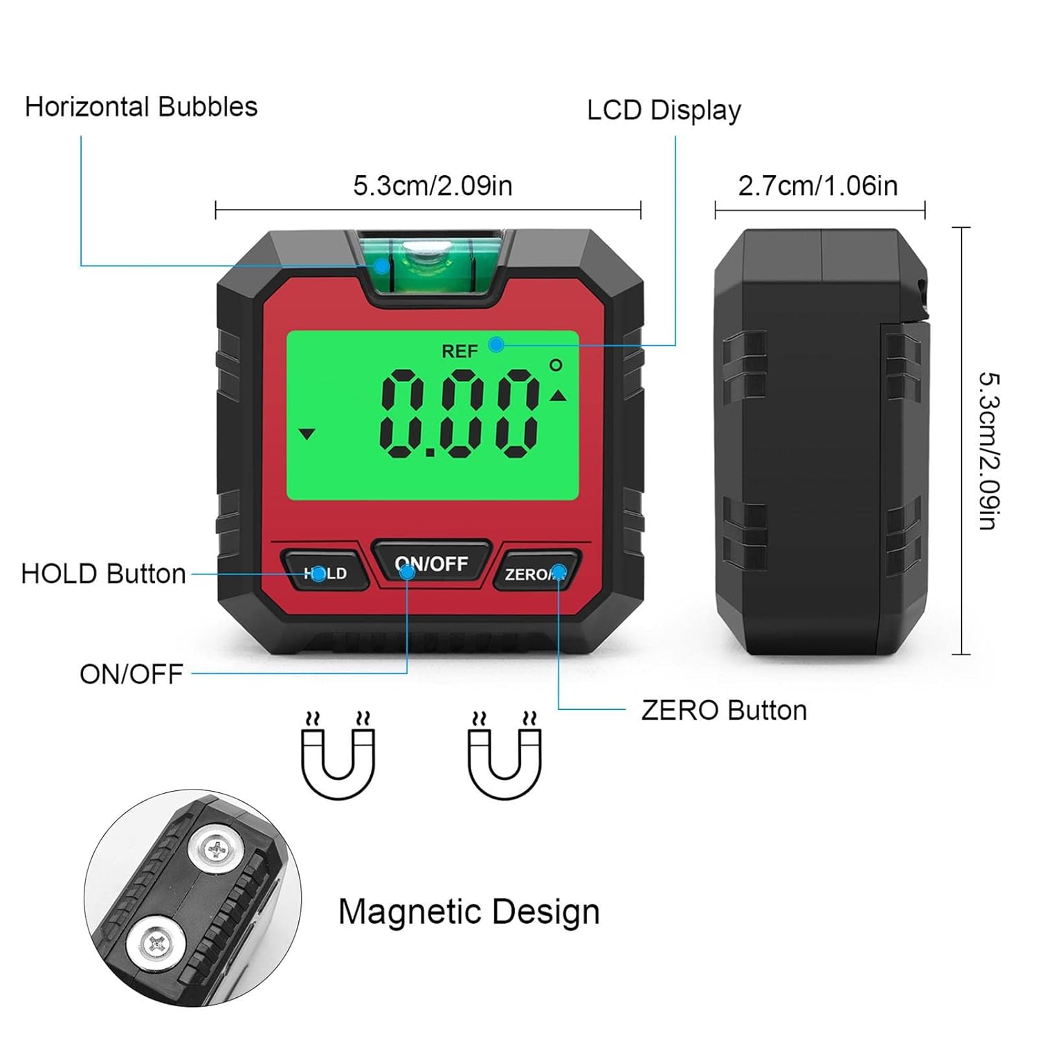 Angle Finder, Magnetic Angle Finder, Mini Magnetic Digital Angle Finder Protractor, Magnetic Base Level Cube, Angle Finder Inclinometer Compact Digital Angle Level Tool, Plumbing, Carpenter Tools
