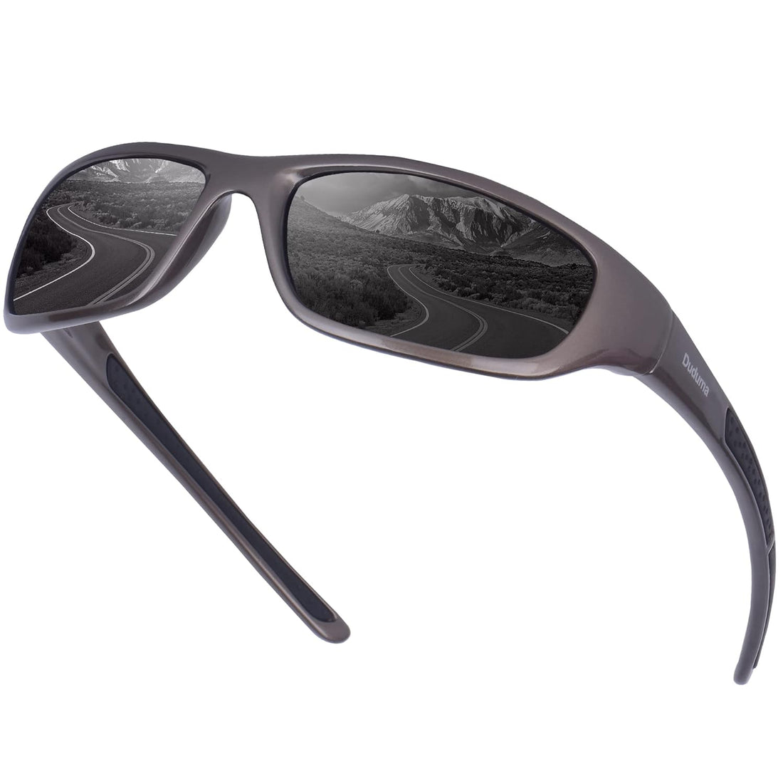 Duduma Tr8116 Polarized Sports Sunglasses for Baseball Cycling Fishing Golf Superlight Frame Silver gray frame with black lens