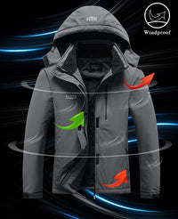 DLGJPA Women's Mountain Waterproof Ski Jacket Hooded Windbreakers Windproof Raincoat Winter Warm Snow Coat, Dark Grey, X-Large