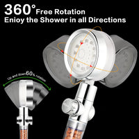 AmasSmile® LED Shower Head with Hose and Bracket,Color Changes with Water Temperature Filter Filtration High Pressure,360°Rotating ON/Off Pause Switch