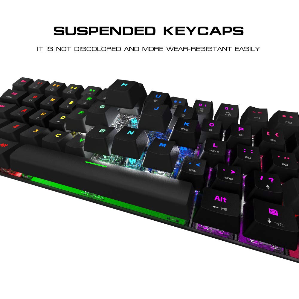 MOTOSPEED 60% Mechanical Gaming Keyboard Compact 61 Keys RGB Backlit Wired/Wireless 3.0 Type-C Gaming/Office Keyboard for PC/Mac/Linux/iPad/iPhone/Smartphone/Laptop Blue Switch