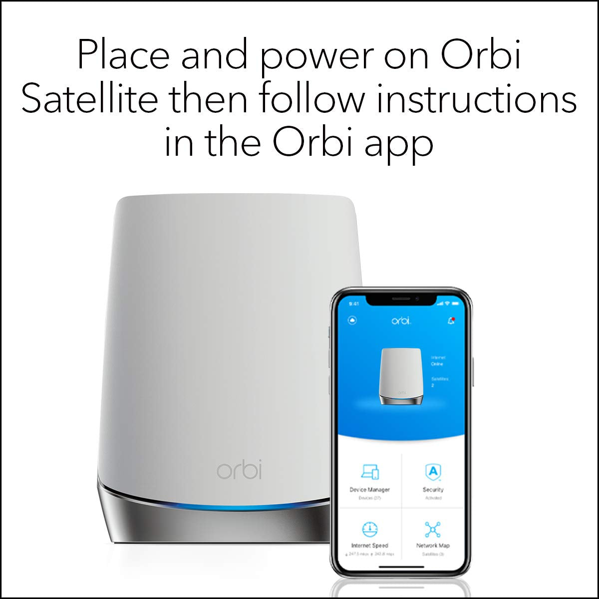 NETGEAR Orbi Whole Home Tri-band Mesh WiFi 6 Add-on Satellite (RBS750) – Works with Your Orbi WiFi 6 System| Adds up to 2,500 sq. ft. Coverage | AX4200 (Up to 4.2Gbps)