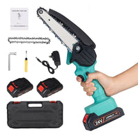 Mini Chainsaw Cordless 6 Inch Power Chain Saws, Battery Powered Small Electric Chain Saw, Rechargeable Chainsaw with 2 Chains and 2 Batteries for Tree Trimming Wood Cutting, Overload Protection & Safe