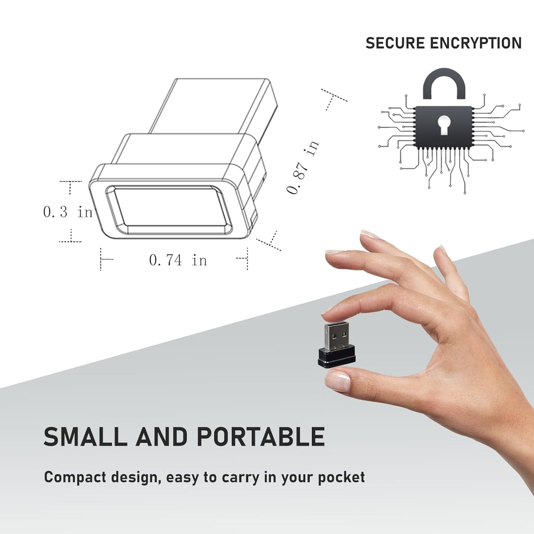 Mini USB Fingerprint Reader, CCKHDD Fingerprint Scanner Support Windows 10&11 with 360° Touch Biometric Latest Windows Hello Features for Password-Free Login and File Encryption