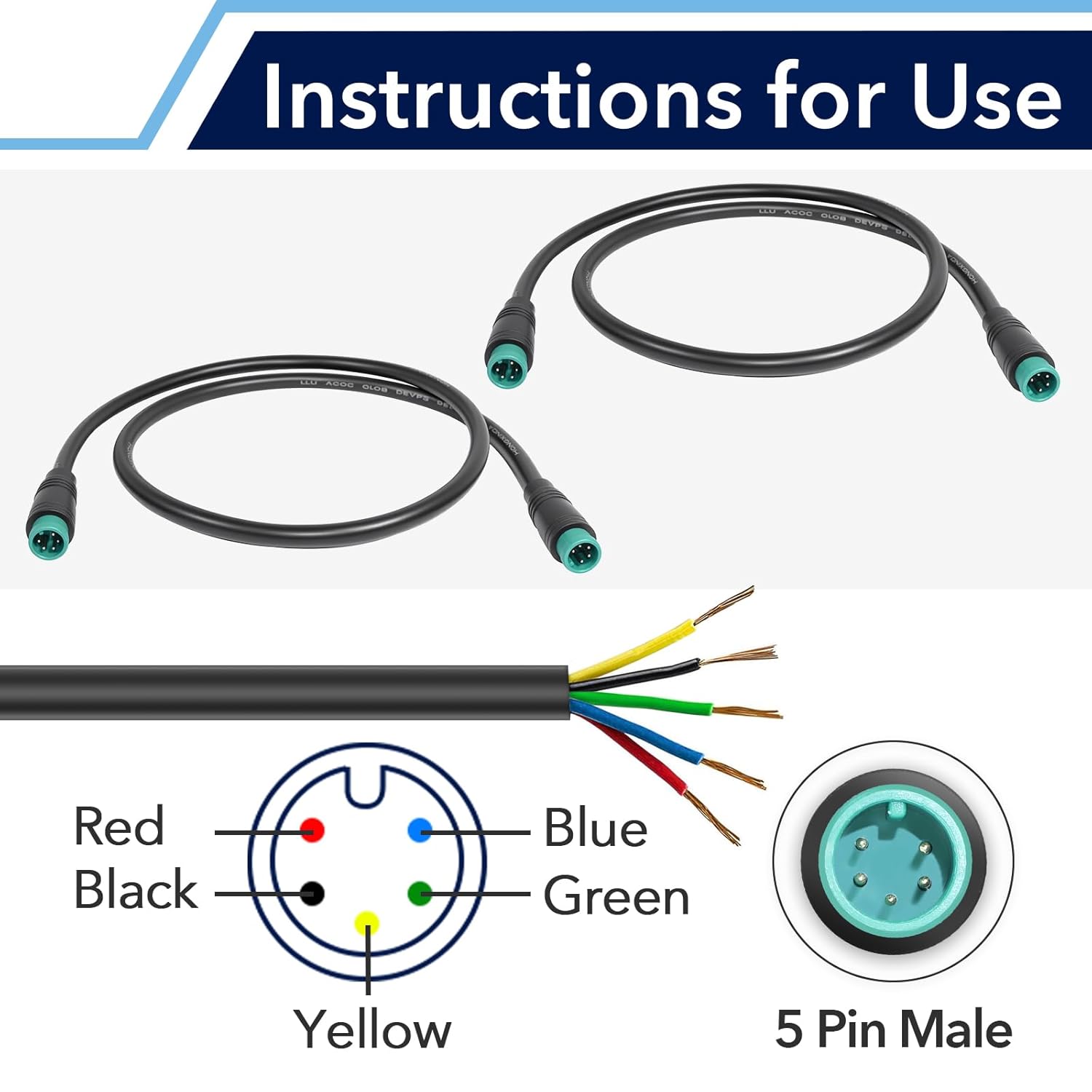 2PCS 5 Pin Male to Male Ebike Extension Cable for Julet – Packaging