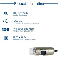 Dino-Lite AM411T USB Digital Microscope 10~50X,200X Continuous Magnification