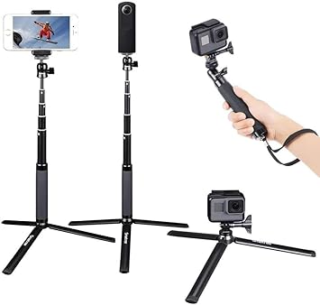 Smatree DC Telescoping Selfie Stick/Monopod with Tripod Stand for GoPro Hero 6/5/4/3+/3/2/1/Session Cameras