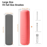 FERYES Large Travel Makeup Brush Holder, Magnetic Anti-fall Out Silicon Portable Cosmetic Face Brushes Holder, Soft and Sleek Makeup Tools Organizer for Travel- (8.27 * 2.36 * 1.57)