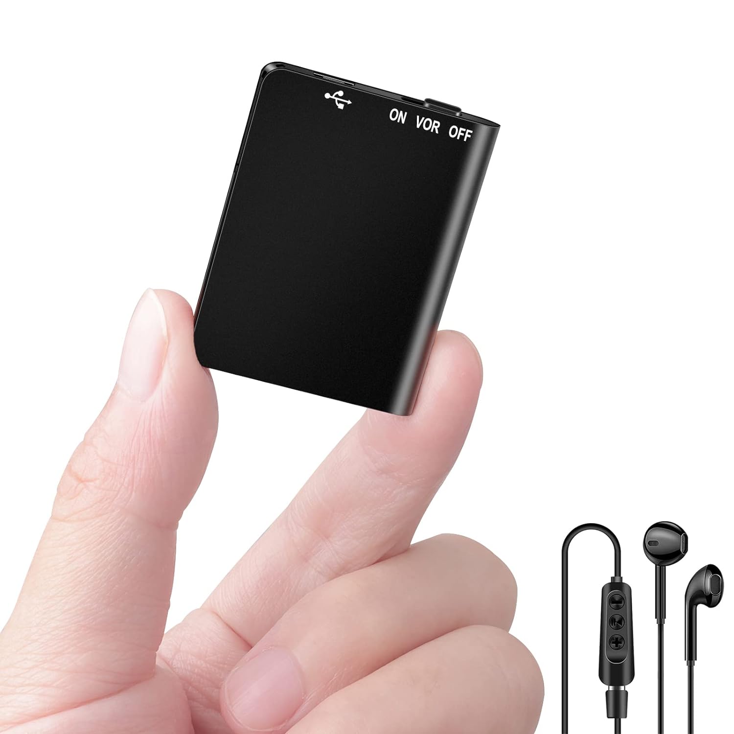 Binrrio Mini Voice Recorder Slim Audio Voice Activated Recorder Small Listening Recording Device, 192 Hours Recording Capacity 3 x 4 x 0.6cm Small Size