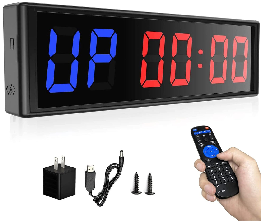 Naoeleii Interval Timer Count Down/Up Clock, 1.5" Digits LED Gym Timer Stopwatch