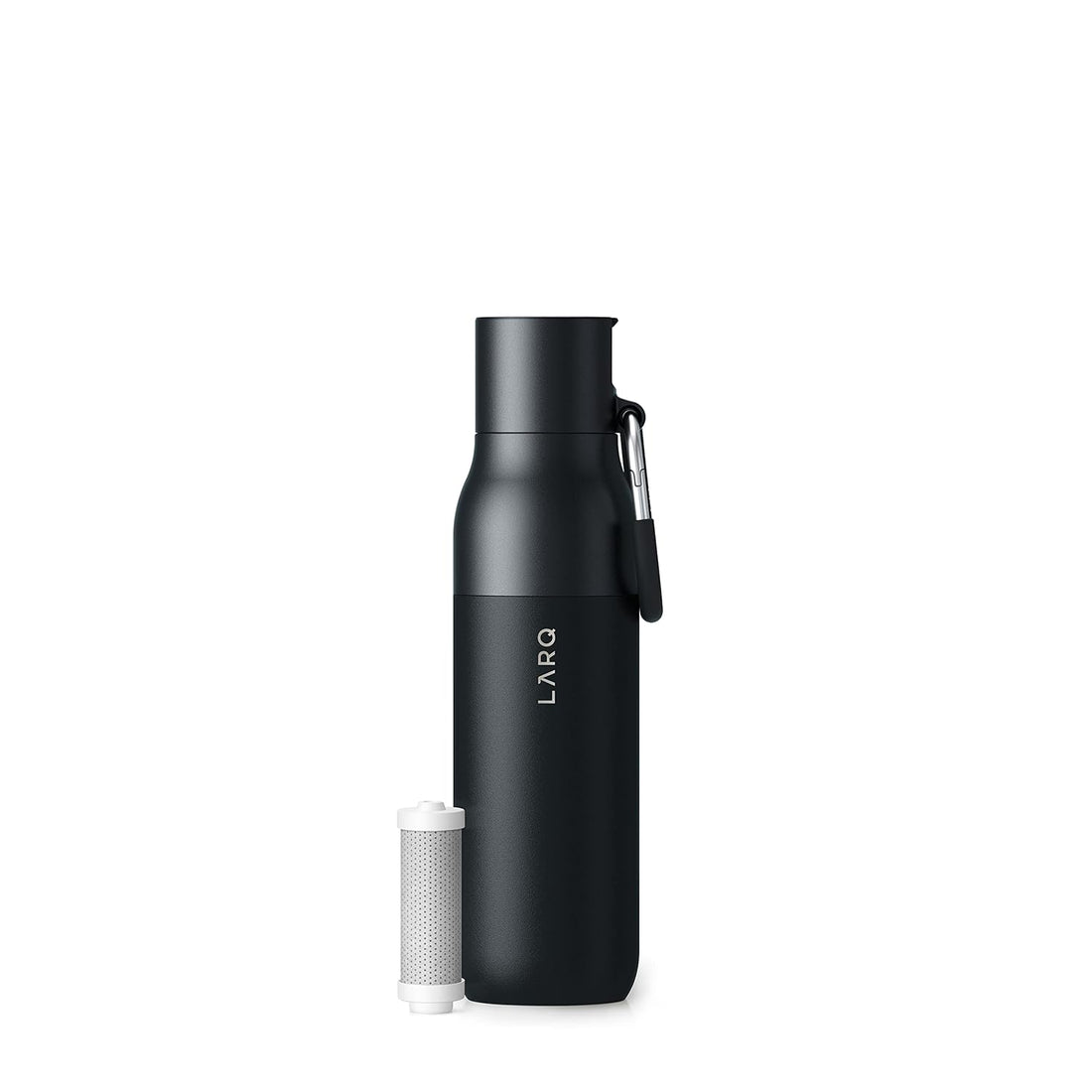 LARQ Bottle Filtered - Insulated Stainless Steel Water Bottle BPA Free with Nano Zero technology and long-lasting filters, Obsidian Black, 17oz