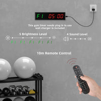 Gym Timer, LED Interval Timer Aluminum Fitness Clock Count Down | Up Stopwatch with Remote for Home Gym