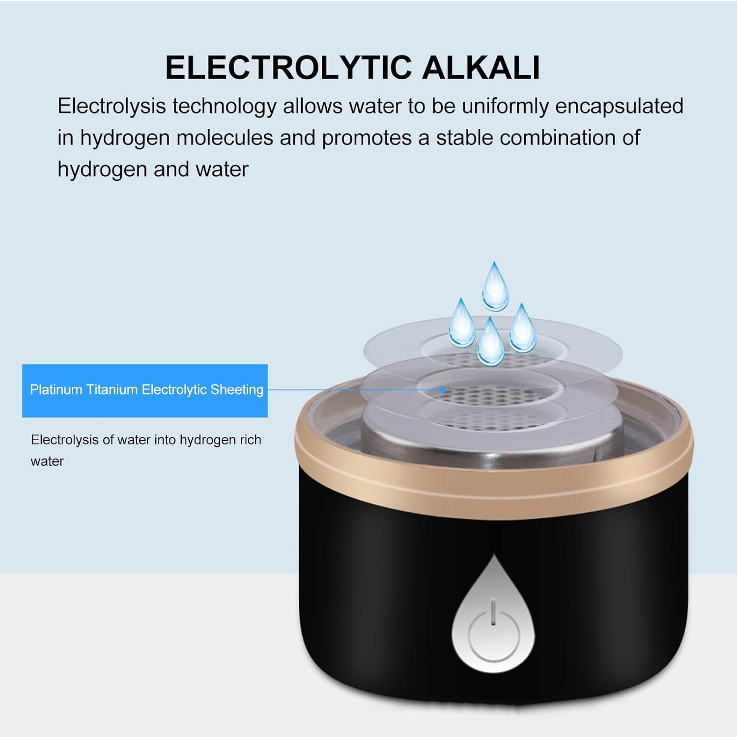 Hydrogen Rich Water Generator Bottle, Electrolysis Technology Hydrogen Generator Water Cup 380ml High Borosilicate Glass Intelligent USB Charging for Home(Black)
