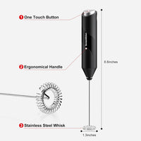 Milk Frother Handheld Electric Matcha Whisk Handheld Milk Frother Electric Stirrer and Handheld Coffee Frother Mini Blender Hand Frother Drink Mixer Frappe Maker (Black)