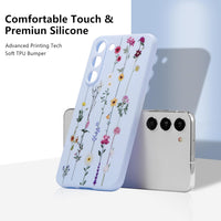 ZTOFERA Floral Case for Samsung Galaxy S23 Plus 5G,Cute Flower Pattern Case for Girls Women,Flexible Silicone Protective Slim Shockproof Bumper Phone Cover for Samsung Galaxy S23 Plus,Purple