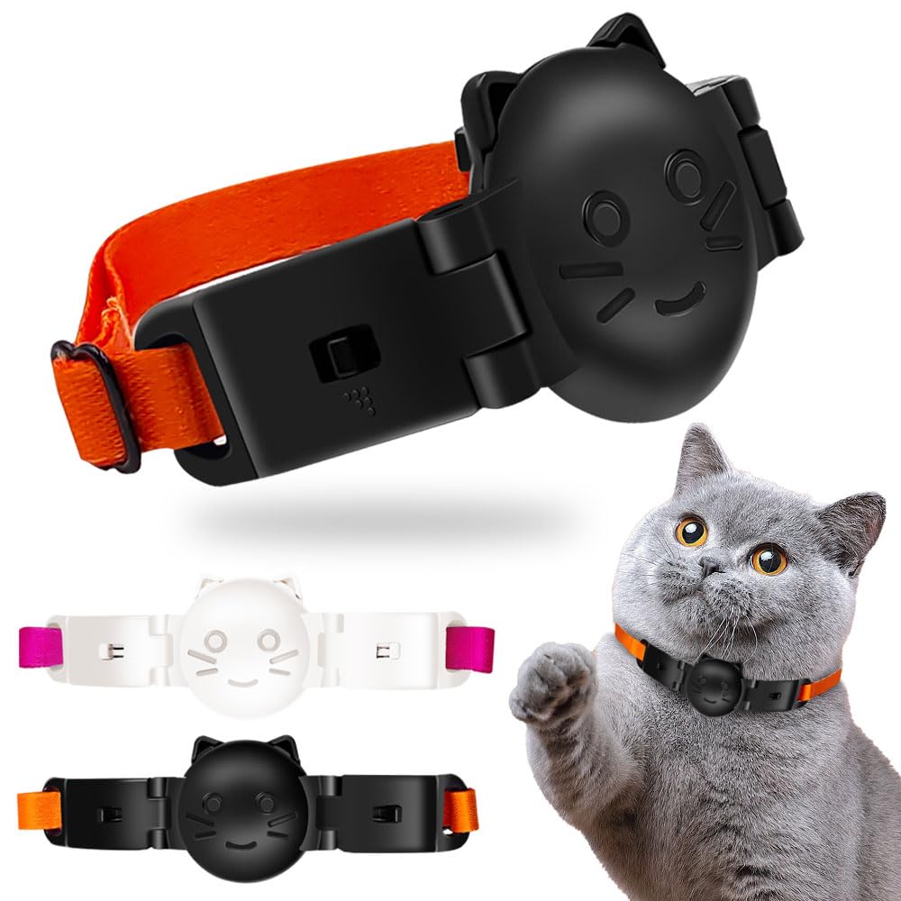 CHORETTER Airtag Cat Collar, 2PCS Breakaway Cat Collar with GPS Tracker Holder, Adjustable Tightness | Lightweight & Waterproof Apple Airtag Cat Collar for Boy Girl Cats, Kittens, Puppies(9''-13.5'')