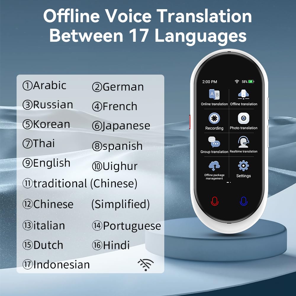 Language Translator, 2-in-1 Instant Voice and Photo Translator Device, Portable AI Real Time Language Translation in 138 Languages for Learning, Travel and Business