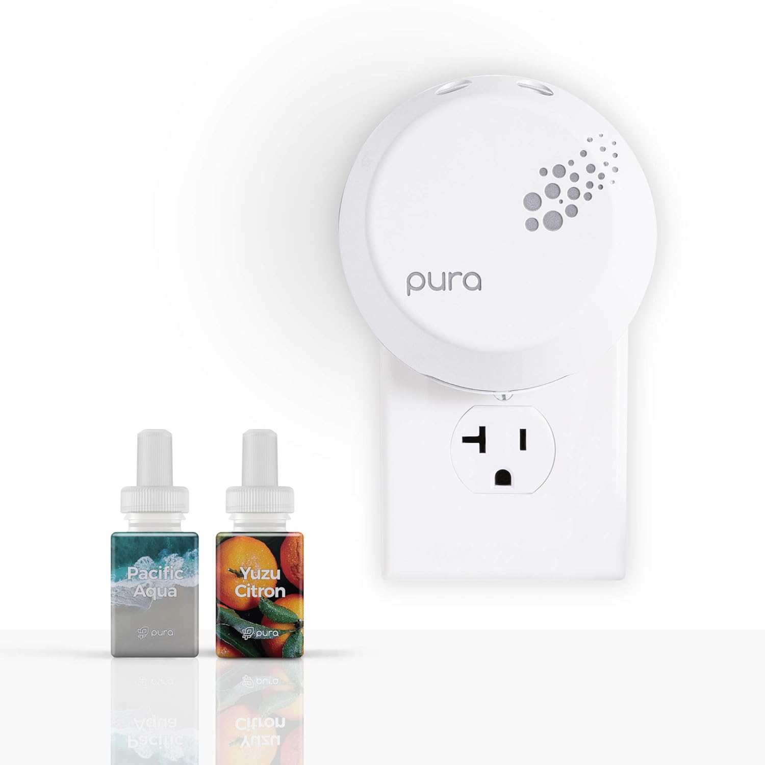 Pura - Smart Home Fragrance Device Starter Set V3 - Scent Diffuser for Homes, Bedrooms & Living Rooms - Includes Fragrance Aroma Diffuser & Two Fragrances - Pacific Aqua and Yuzu Citron