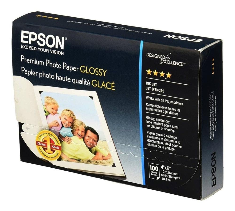 Epson Premium Photo Paper GLOSSY (4x6 Inches, 100 Sheets) (S041727)