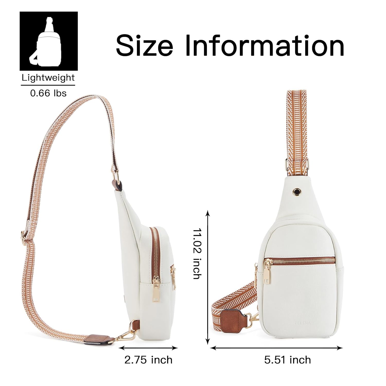 Telena Small Sling Bag for Women Leather Crossbody Fanny Packs Chest Bag for Women, 2-Beige Brown, Small