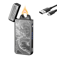 YOZWOO Electric Lighter Rechargeable, Arc Lighter, USB Lighter with Overheat Protection, Windproof Electronic Lighter for Candle, Outdoor Camping, Cool Lighter with Gift Box(Black Dragon)