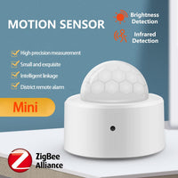ZigBee Motion Sensor, Infrared and Brightness Detection PIR Sensor for Home Alarm System, Mini Smart Human Sensor Detector for Home Security System, ZigBee Hub Required (Not Included)