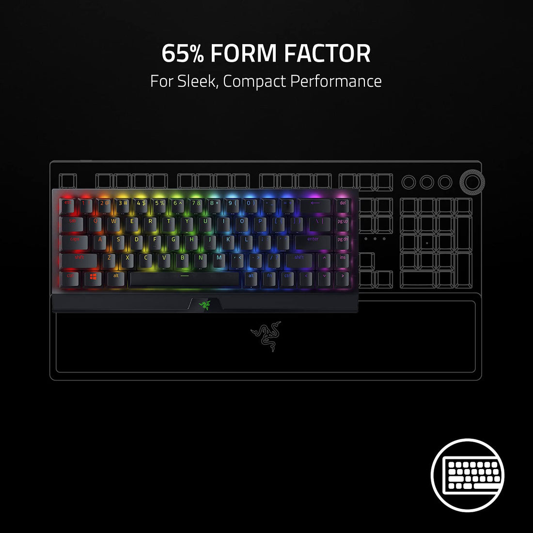 Razer BlackWidow V3 Mini HyperSpeed 65% Wireless Mechanical Gaming Keyboard: HyperSpeed Wireless Technology - Green Mechanical Switches- Tactile & Clicky - Doubleshot ABS keycaps - 200Hrs Battery Life