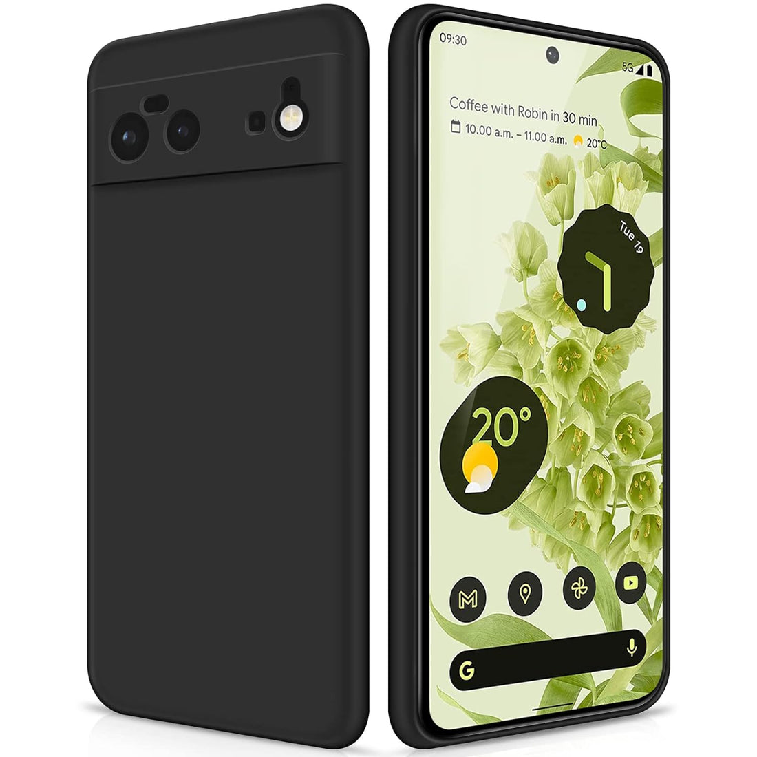 GiiYoon Silicone Case Compatible with Google Pixel 6, Full Body Silky Soft Touch Phone Case with Camera Protection, Shockproof Cover with Microfiber Lining, Black